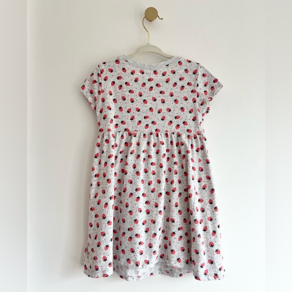 Old Navy Casual Grey Short Sleeve Dress with Red Strawberry Print | Girls 4T - Picture 4 of 6